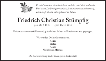 Traueranzeige von Friedrich Christian Stümpfig von Süddeutsche Zeitung
