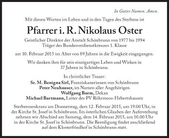 Traueranzeige von Nikolaus Oster von Süddeutsche Zeitung