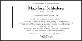 Traueranzeige von Max-Josef Schlederer von Süddeutsche Zeitung