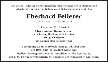 Traueranzeige von Eberhard Fellerer von Süddeutsche Zeitung