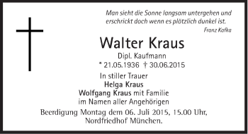 Traueranzeige von Walter Kraus von Süddeutsche Zeitung