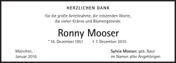 Traueranzeige von Ronny Mooser von Süddeutsche Zeitung