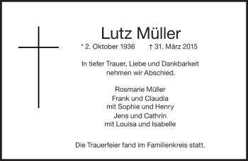 Traueranzeige von Lutz Müller von Süddeutsche Zeitung