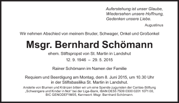 Traueranzeige von Bernhard Schömann von Süddeutsche Zeitung