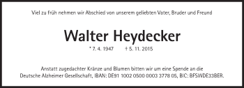 Traueranzeige von Walter Heydecker von Süddeutsche Zeitung