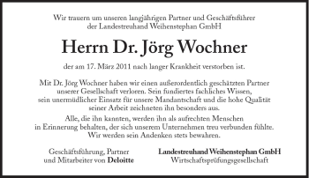 Traueranzeige von Jörg Wochner von Süddeutsche Zeitung