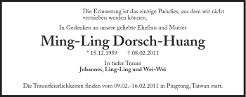 Traueranzeige von Ming-Ling Dorsch-Huang von Süddeutsche Zeitung