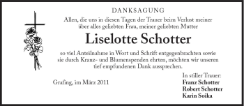 Traueranzeige von Liselotte Schotter von Süddeutsche Zeitung