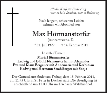 Traueranzeige von Max Hörmanstorfer von Süddeutsche Zeitung
