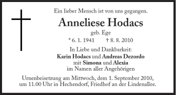 Traueranzeige von Anneliese Hodacs von Süddeutsche Zeitung
