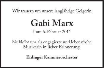 Traueranzeige von Gabi Marx von Süddeutsche Zeitung