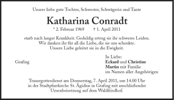 Traueranzeige von Katharina Conradt von Süddeutsche Zeitung