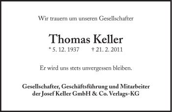 Traueranzeige von Thomas Keller von Süddeutsche Zeitung
