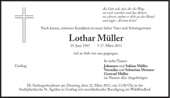 Traueranzeige von Lothar Müller von Süddeutsche Zeitung