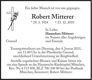 Traueranzeige von Robert Mitterer von Süddeutsche Zeitung