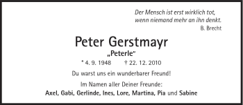 Traueranzeige von Peter Gerstmayr von Süddeutsche Zeitung