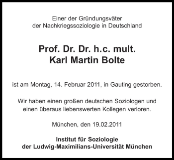 Traueranzeige von Karl Martin Bolte von Süddeutsche Zeitung