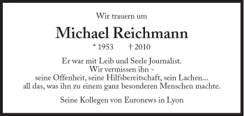 Traueranzeige von Michael Reichmann von Süddeutsche Zeitung