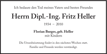 Traueranzeige von Fritz Heller von Süddeutsche Zeitung