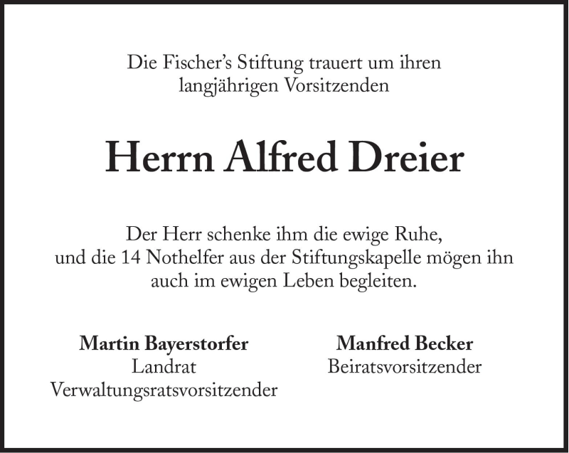 Traueranzeigen Von Alfred Dreier | SZ-Gedenken.de