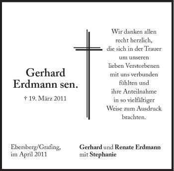 Traueranzeige von Gerhard Erdmann sen. von Süddeutsche Zeitung