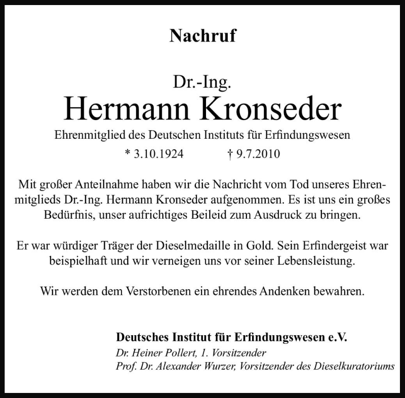  Traueranzeige für Hermann Kronseder vom 16.07.2010 aus Süddeutsche Zeitung