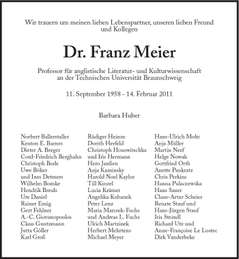 Traueranzeige von Franz Meier von Süddeutsche Zeitung