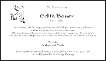 Traueranzeige von Edith Bauer von Süddeutsche Zeitung