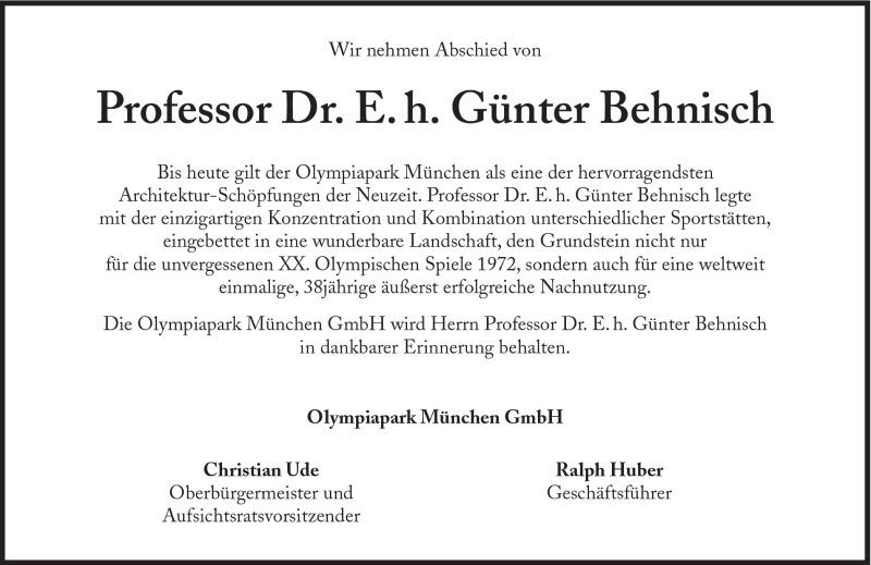  Traueranzeige für Günter Behnisch vom 14.07.2010 aus Süddeutsche Zeitung