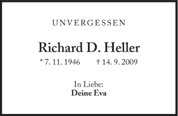 Traueranzeige von Richard D. Heller  von Süddeutsche Zeitung