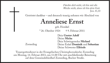 Traueranzeige von Anneliese Ernst von Süddeutsche Zeitung