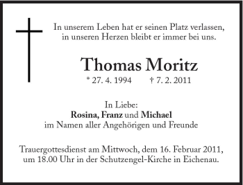 Traueranzeige von Thomas Moritz von Süddeutsche Zeitung
