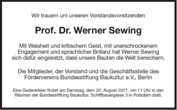 Traueranzeige von Werner Sewing von Süddeutsche Zeitung