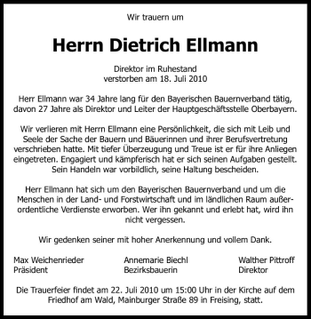 Traueranzeige von Dietrich Ellmann von Süddeutsche Zeitung