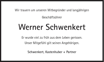 Traueranzeige von Werner Schwenkert von Süddeutsche Zeitung