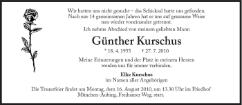 Traueranzeige von Günther Kurschus von Süddeutsche Zeitung
