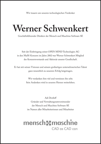 Traueranzeige von Werner Schwenkert von Süddeutsche Zeitung