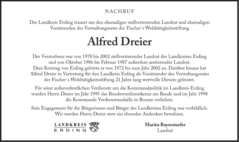 Traueranzeigen Von Alfred Dreier | SZ-Gedenken.de