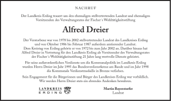 Traueranzeige von Alfred Dreier von Süddeutsche Zeitung