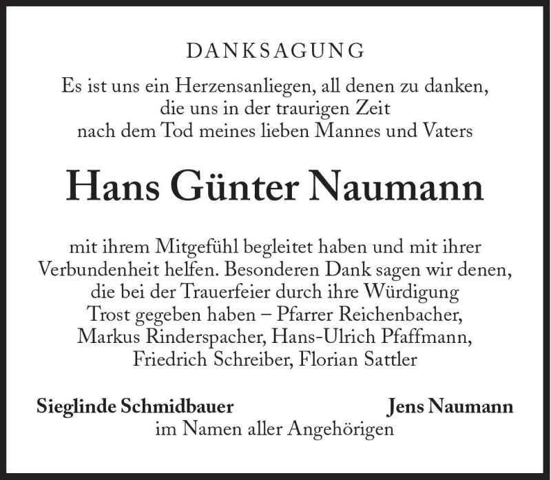  Traueranzeige für Hans Günter Naumann vom 09.10.2010 aus Süddeutsche Zeitung
