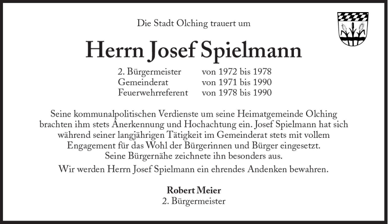  Traueranzeige für Josef Spielmann vom 19.07.2011 aus Süddeutsche Zeitung