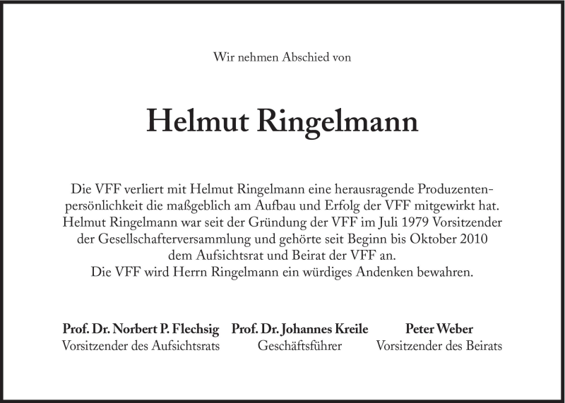  Traueranzeige für Helmut Ringelmann vom 24.02.2011 aus Süddeutsche Zeitung