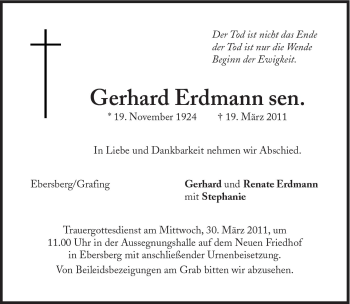 Traueranzeige von Gerhard Erdmann von Süddeutsche Zeitung