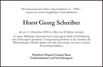Traueranzeige von Horst Georg Schreiber von Süddeutsche Zeitung