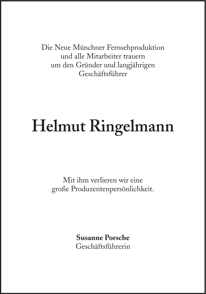  Traueranzeige für Helmut Ringelmann vom 23.02.2011 aus Süddeutsche Zeitung