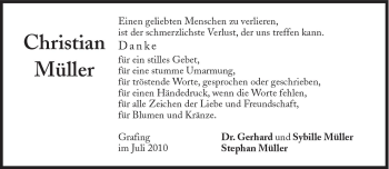 Traueranzeige von Christian Müller von Süddeutsche Zeitung