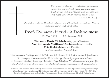 Traueranzeige von Hendrik Dobbelstein von Süddeutsche Zeitung