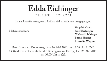 Traueranzeige von Edda Eichinger von Süddeutsche Zeitung