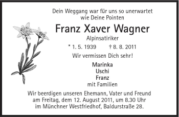 Traueranzeige von Franz Xaver Wagner von Süddeutsche Zeitung