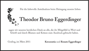 Traueranzeige von Bruno Eggerdinger von Süddeutsche Zeitung